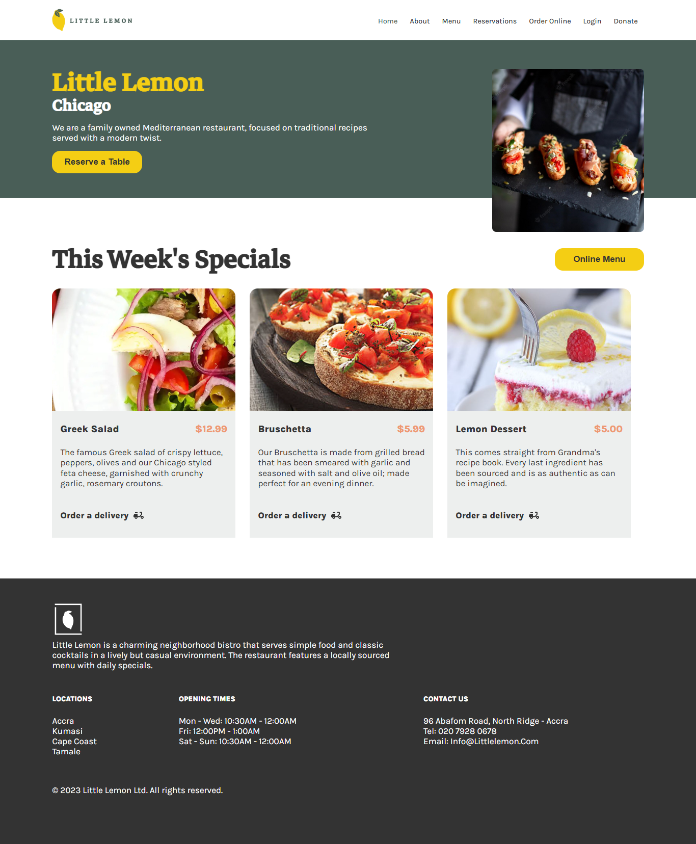 Little Lemon Chicago — Restaurant & Online Reservation System